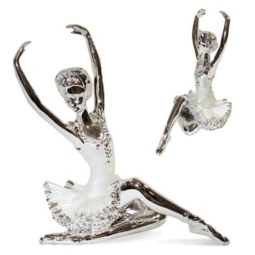 Figurka Ozdoba MAŁA BALETNICA Srebrna GLAMOUR NOWOCZESNA 9 cm