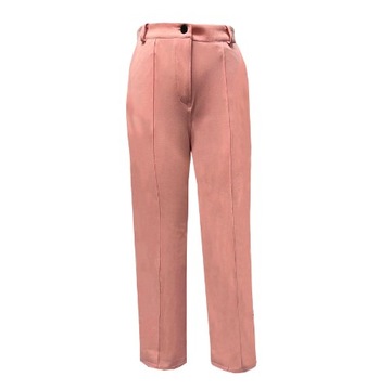 Klasyczne eleganckie damskie spodnie garniturowe w kolorze morelowym