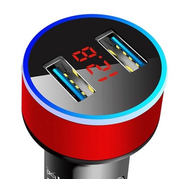 Автомобильное зарядное устройство со светодиодным вольтметром и USB-прикуривателем. Красное зарядное устройство для телефона.
