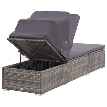 Gattan PE Grey Deckchair с крышей и подушкой