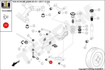 ŚRUBA WAHACZA TYLNEGO DOLNEGO POPRZECZNEGO TYLNEGO DO BELKI FORD VOLVO