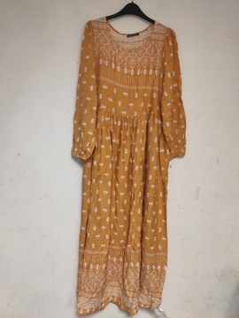 SHEIN Żółta sukienka w azteckie wzory L/XL