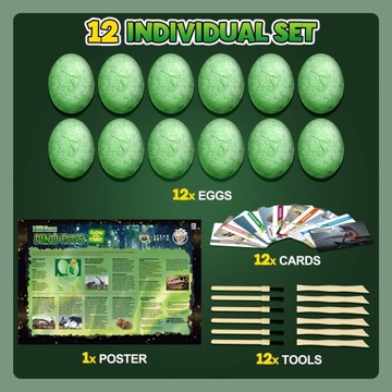 НАБОР СВЕТЯЩЕЙСЯ ДИНОЗАВРОВОЙ ШАХТЫ РАСКОПКИ 12 БОЛЬШИХ ЯИЦ АРХЕОЛОГ