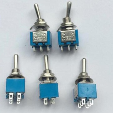 5pcs Blue Miniature Toggle Switches on / on Model