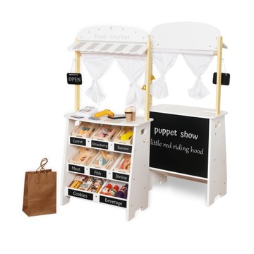 Drewniany Stragan, Teatrzyk, Mini Market, Sklep, Warzywniak z akcesoriami