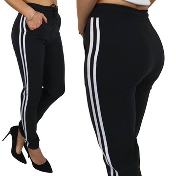 DAMSKIE SPODNIE DRESOWE DOPASOWANE LAMASY BLACK 2