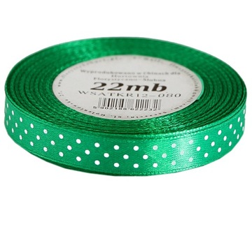 Wstążka tasiemka satynowa w kropki 12mm/22mb 33kol