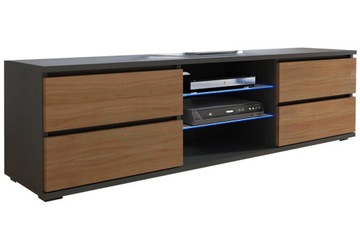 KOMODA PÓŁKA Szafka RTV szuflady orzech 150cm LED