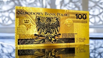 100 PLN WŁADYSŁAW II JAGIEŁŁO Красивая уникальная позолоченная банкнота из ПВХ