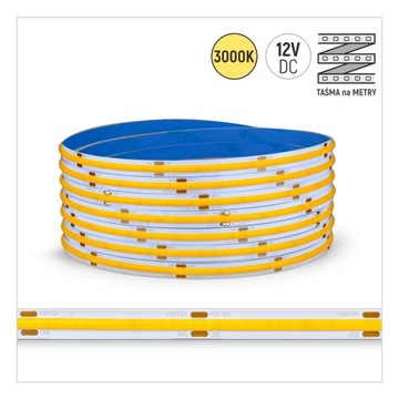 COB СВЕТОДИОДНАЯ ЛЕНТА 320LED/м ТЕПЛАЯ 3000K 12VDC 8Вт/м / 1 МЕТР БЕЗУПРЕЧНАЯ