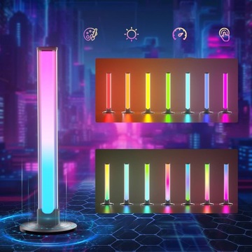 2ШТ. СВЕТОДИОДНЫЕ ПАНЕЛИ ИГРОВЫЕ ТОРШЕРЫ RGB ПОДСВЕТКА С ДИСТАНЦИОННЫМ УПРАВЛЕНИЕМ