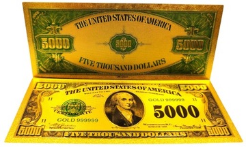 Позолоченная уникальная коллекционная банкнота 5000 ДОЛЛАРОВ 1928 года