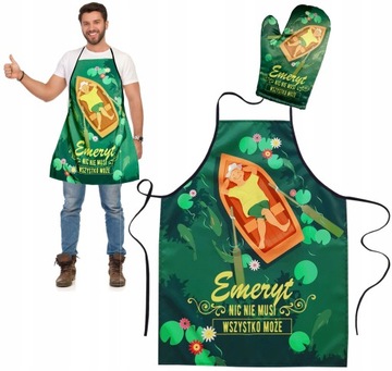 FARTUCH i RĘKAWICA na EMERYTURĘ emeryta emerytki
