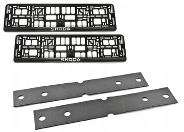 RAMKI RAMKA POD TABLICE REJESTRACYJNE SKODA + PODKŁADKI POD RAMKI - KOMPLET