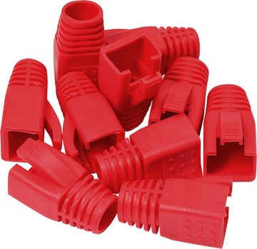 OSŁONKI OSŁONA WTYKU RJ45 KAT.6A KAT.7 10szt CZERWONE NA GRUBY KABEL