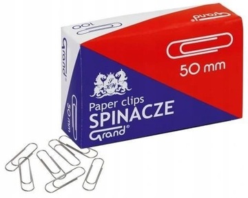 Spinacze biurowe metalowe 50 mm 100 szt. MOCNE