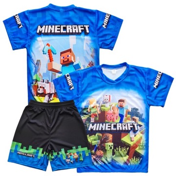 KOMPLET MINECRAFT KOSZULKA + SPODENKI GRA 140 cm