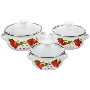 3 шт. Эмалированная суповая кастрюля для домашнего использования.