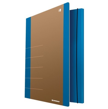Teczka z gumką DONAU Life Karton A4 500gsm 3-skrz. Niebieska