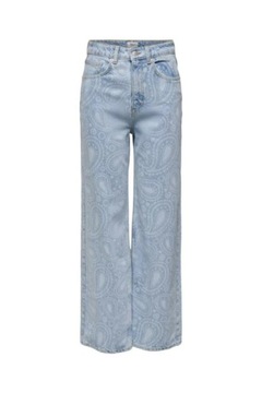 Only jeansy wide leg wzór paisley defekt W29 L34