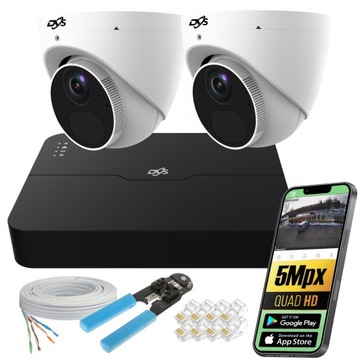 ZESTAW DO MONITORINGU 2 ZEWNĘTRZNE KAMERY POE IP 5Mpx KOPUŁKA DVS MIKROFON