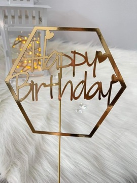 Topper HAPPY BIRTHDAY złoty połysk