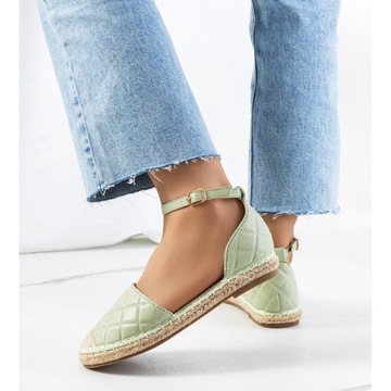 Zielone Skóra ekologiczna Buty Espadryle r.38