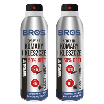 Spray Na Komary i Kleszcze 50 % Deet 90 ml SKUTECZNY DO 12H Bros x 2 sztuki