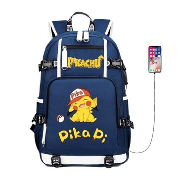 PLECAK SZKOLNY PIKACHU USB A4 DUŻY WODOODPORNY KOLORY WIELE WZORÓW STYL