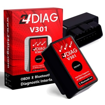 24DIAG V301 ELM327 BLUETOOTH 4.0 OBD2 INTERFEJS DIAGNOSTYCZNY iOS ANDROID