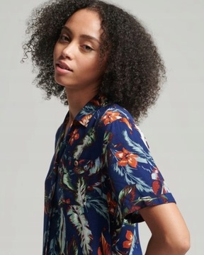 Superdry uxw tropical rękaw krótki print koszula NG8 XXL