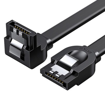 KABEL PRZEWÓD PŁASKI KĄTOWY SATA 1.0-3.0 DO 5GB/S 0.5M - CZARNY