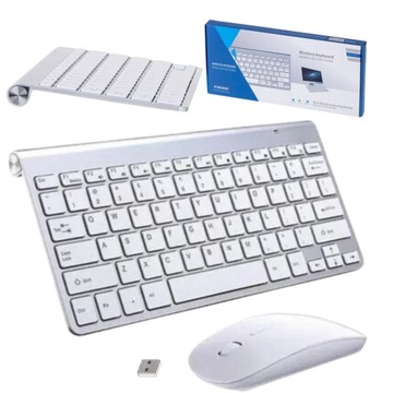 Zestaw Klawiatura ULTRA CIENKA CICHA + MYSZKA BEZPRZEWODOWA SLIM PRO WHITE