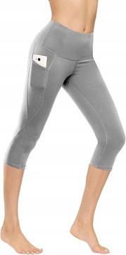 Legginsy Damskie 3/4 Spodenki Fitness XS Jasnoszar
