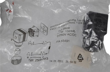 Разъем электромагнитного клапана SB 2508-00/3 0-250В AC/DC