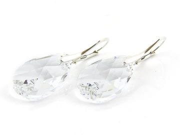 Srebrne Kolczyki 925 z kr. Swarovski Migdały 22 C