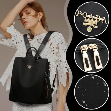 РЮКЗАК КОЖАНЫЙ ЖЕНСКИЙ, ЧЕРНАЯ ЖЕНСКАЯ СУМКА ДЛЯ ПОКУПОК ДЛЯ РАБОТЫ И ШКОЛЫ 31СМ