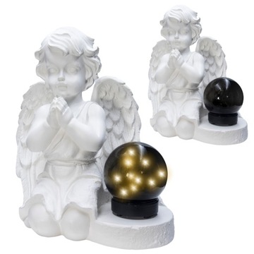 DUŻY ZNICZ GIPSOWA FIGURKA NAGROBNA LAMPA SOLARNA LED