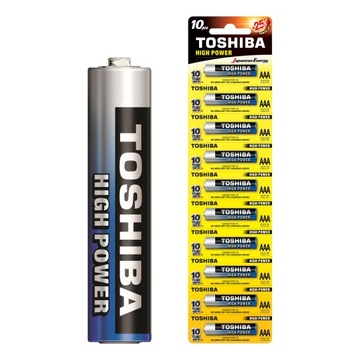 10x Baterie Alkaliczne TOSHIBA PALUSZKI LR03 AAA