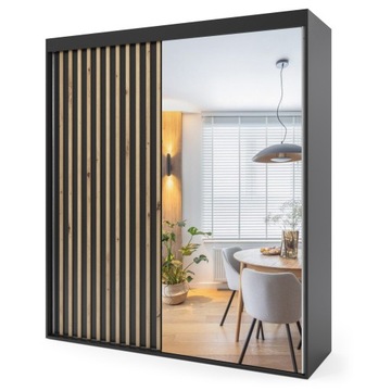 Szafa przesuwna dwudrzwiowa z lamelami - PORTO 150 x 265 cm, 18 mm