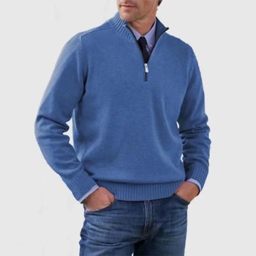 New Fall Long-sleeved V-neck Fleece Zip Men's Casu