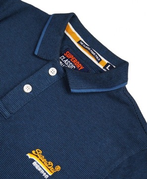 SUPERDRY SUPER FIRMOWA GRANATOWA KOSZULKA POLO - L SLIM
