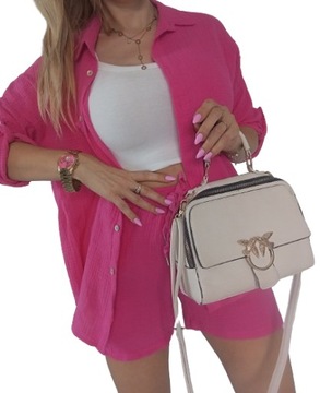 Муслиновый комплект, оранжевая рубашка и шорты