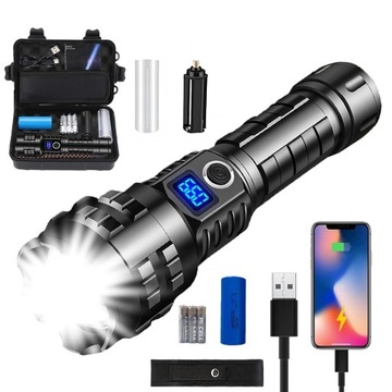 MOCNA LATARKA TAKTYCZNA LED XHP70 ZOOM WOJSKOWA 5000mAh
