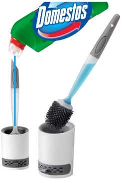 Silikonowa szczotka do wc z dozownikiem + Domestos