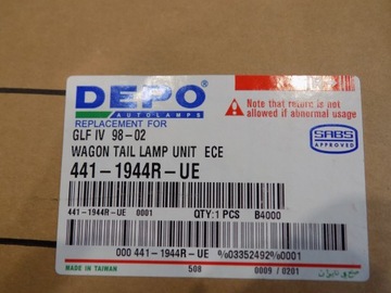 DEPO LAMPA VW GOLF IV TYŁ PRAWA VARIANT KOMBI
