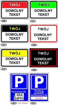 Tabliczka Parking Płatny Twój Tekst Napis i Inne Wzory Tabliczek