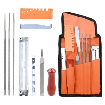 ZESTAW PILNIKÓW DO OSRZENIA ŁAŃCUCHA DO PIŁ ETUI 9-CZĘŚCIOWY ZESTAW+TORBA