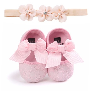 Buciki niemowlęce niechodki +opaska 12cm