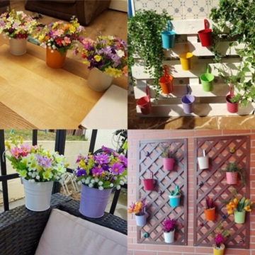 Кожухи металлические с ручкой, ушком, крючком, подвесные цветочные горшки, 10 см, набор 6 шт.